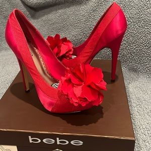 Bebe Pink Satin Heels